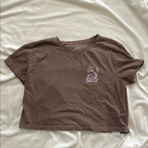 Roxy Chocolate Brown Crop Top with Pink Logo